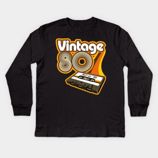 Vintage 1980 Retro Cassette Tape 40th Birthday Kids Long Sleeve T-Shirt